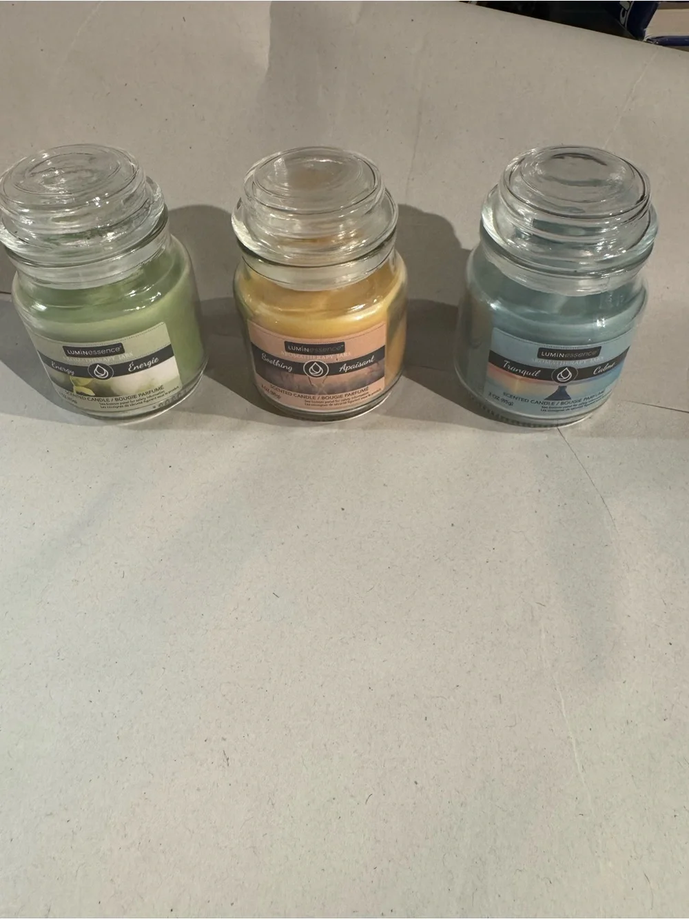 New Mixed lot 3 Scented Luminessence Mini Apothecary Jar Candles, 3 oz. each